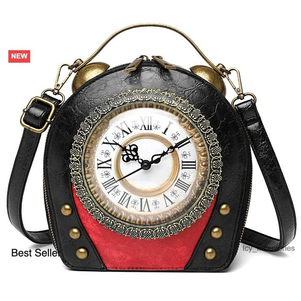 PVC Clock Shaped Crossbody Shoulder Bag Unique Design Handbag